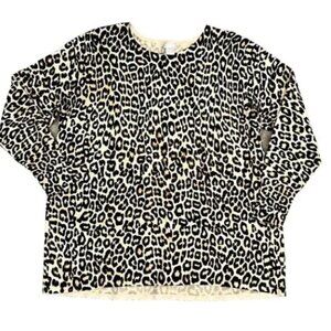 Chico’s Women's Cheetah Animal Print Crewneck Pullover Sweater Size Large